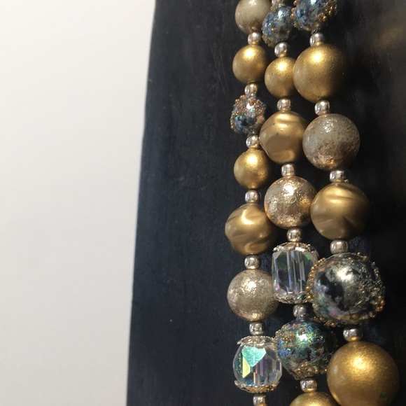 necklace vintage beaded style marked Japan gold multi strand - Picture 3 of 13
